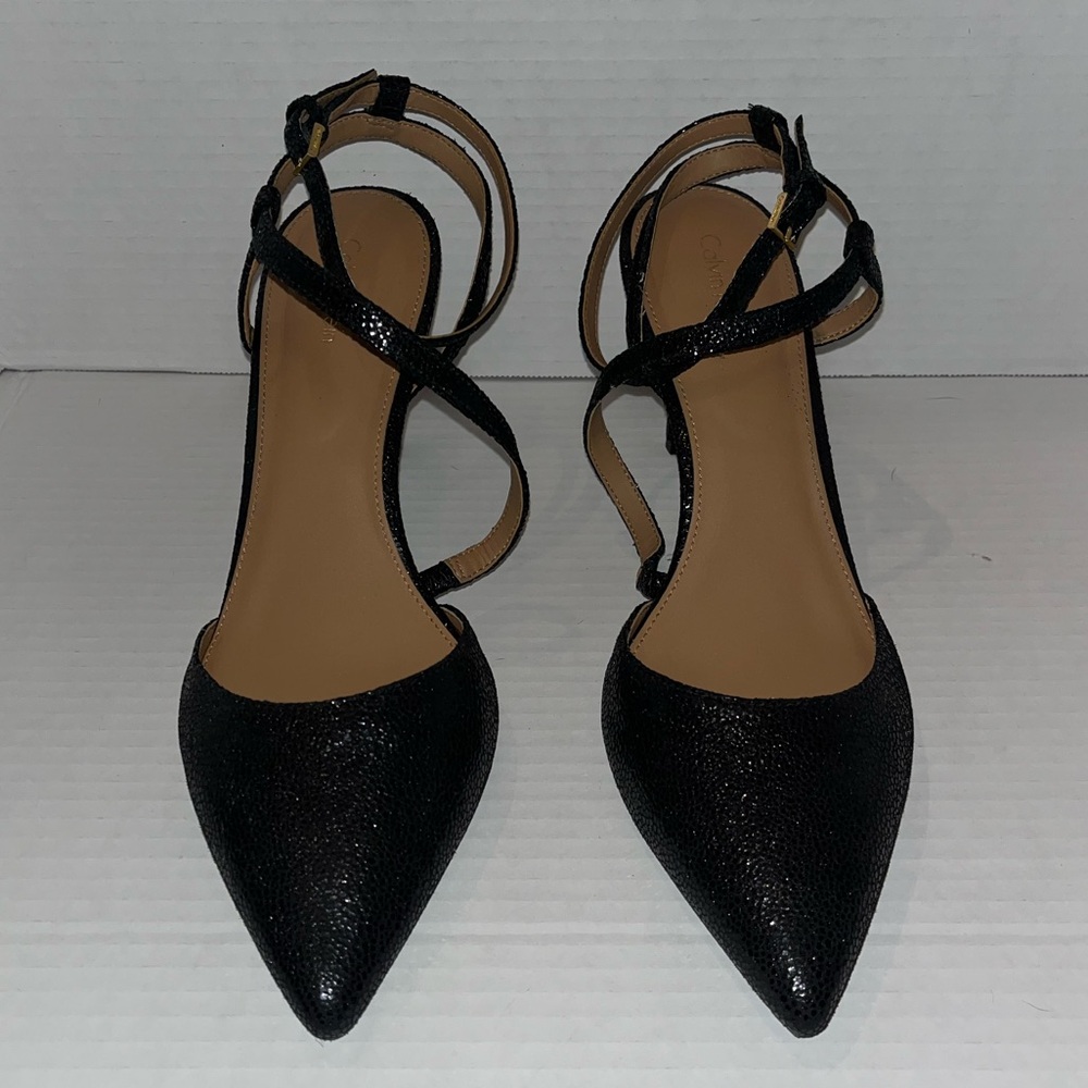 Calvin Klein Ganya Pearlized Viper Black Print Dress Pump - Picture 2 of 10